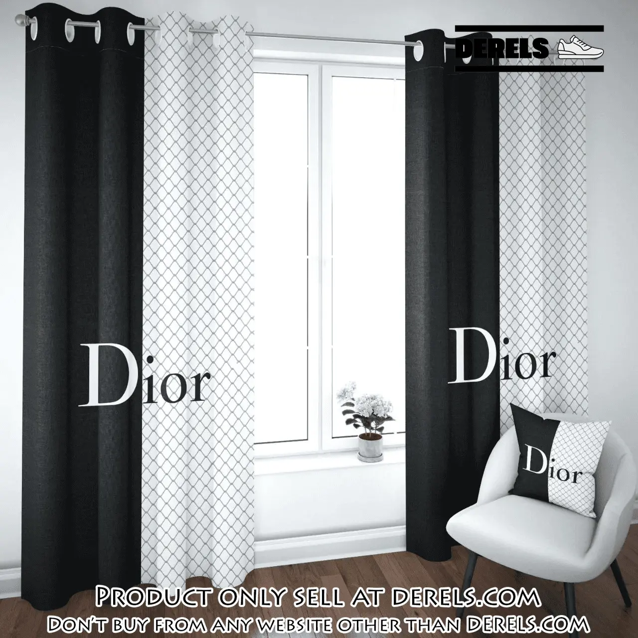 Dior black white premium window curtains hot  luxury curtain wc099 dr2545400